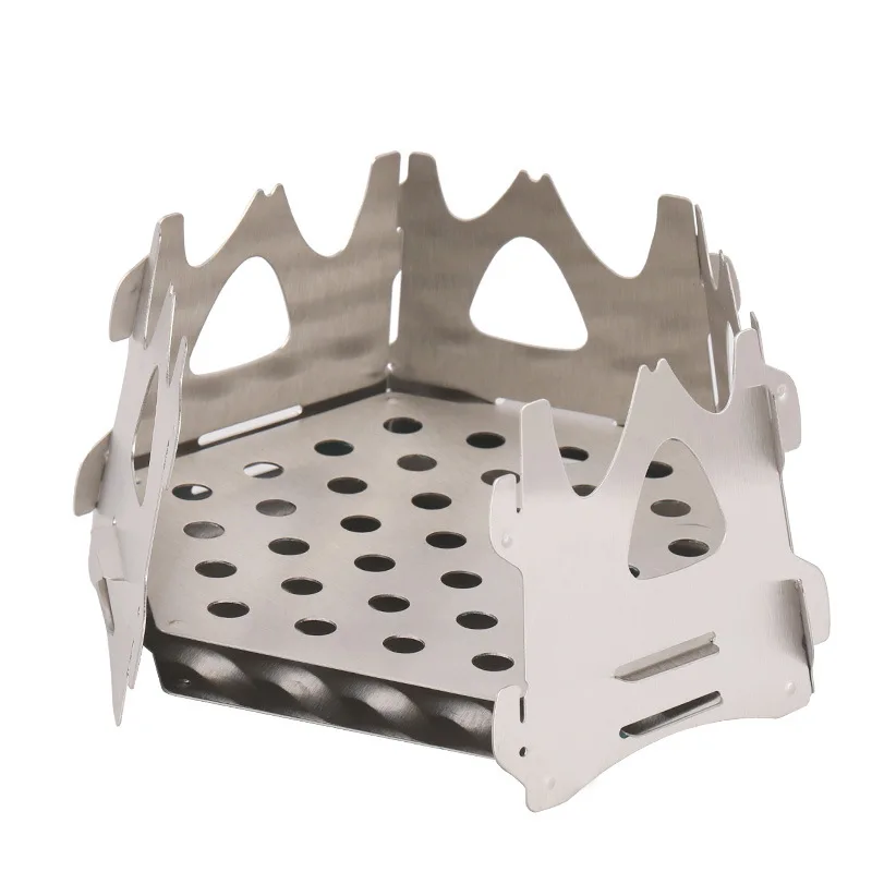 

JWQ-010 Portable camping picnic stainless steel wood stove folding campfire grill hexagonal stove