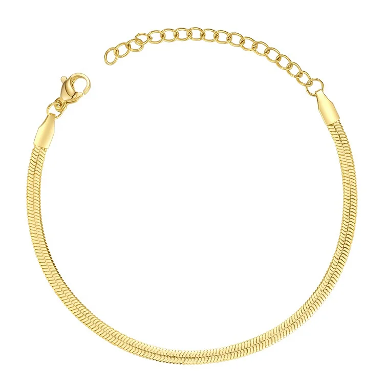 

Latest High Quality 18K Gold Plated Stainless Steel Jewelry 3mm Slice Chain Bracelet B202193
