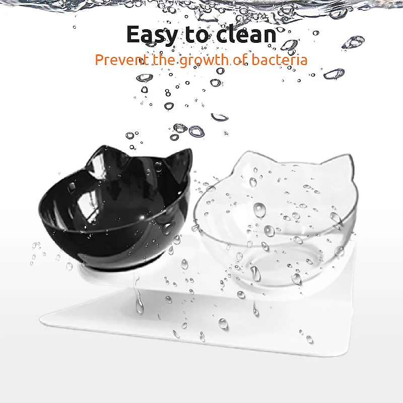 

Hot Selling Plastic Double Dog Bowl With Raised Support, Black/white/transparent