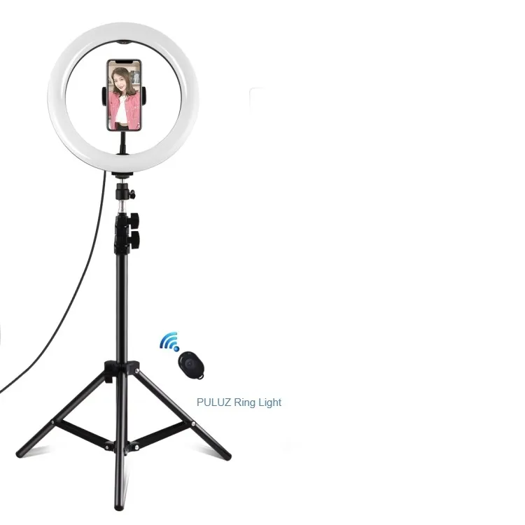 

PULUZ 10.2 inch 26cm Ring Light + 1.1m Tripod Mount 3 Modes Dimmable Vlogging Live Broadcast Selfie Photography Video Light
