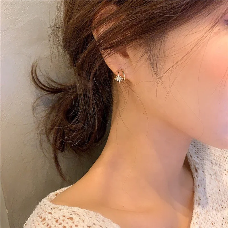 

Korean Style Fashion Hexagram Earrings Charms Jewelry Crystal Stud Earrings, Picture