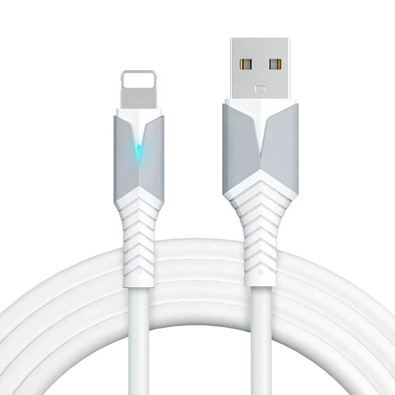 

Konfulon 2021 New TPE USB Data Cable USB Charger Cable 1M 2.4A Charging Cable With LED Light for Ip