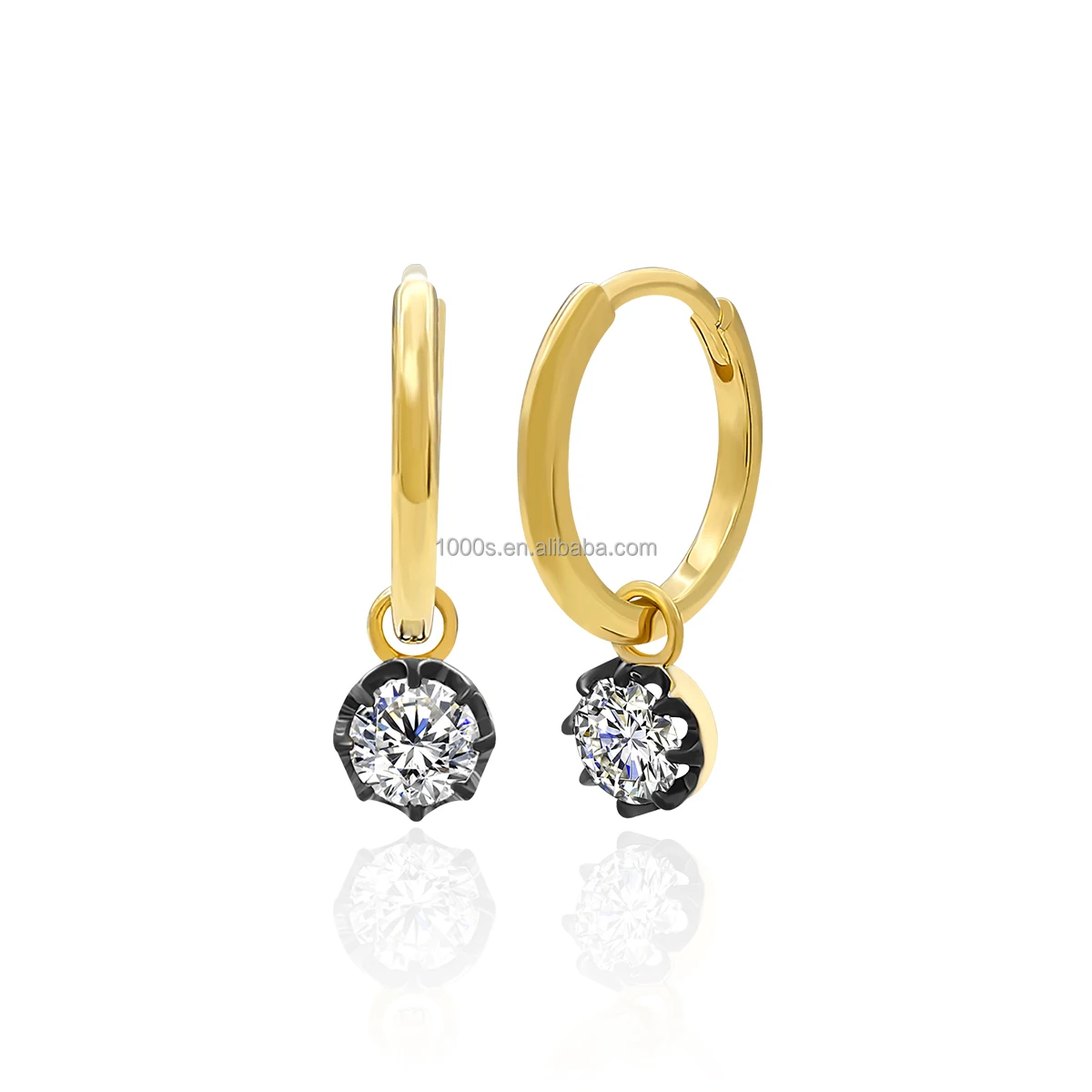 

Fine Jewelry Solid 14K Yellow Gold with Moissanite Hoop Earrings Huggie Earrings for Women Girl Gift Customize 9K 18K gold