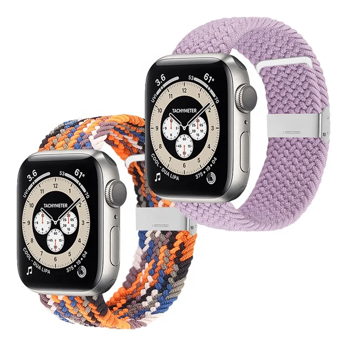 

Adjustable Nylon Woven Elastic Braided Solo Loop Strap For Apple Watch Series 7 6 se 5 4 3 2 44/40/38/42 mm Sport Watch Bands