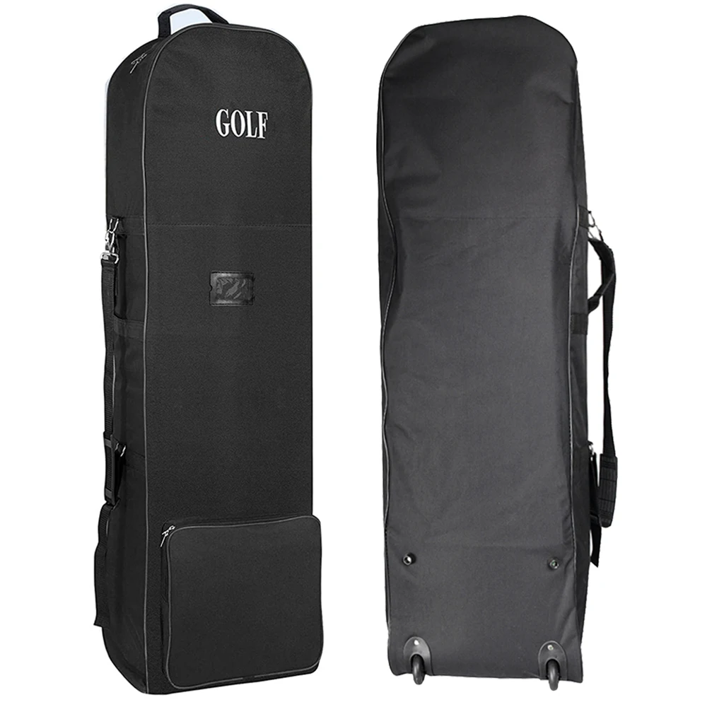 Practical Durable 600D Nylon Golf Club Bags Storage Pouch Foldable Soft Travel Bag with Large Capacity Aviation Wheels