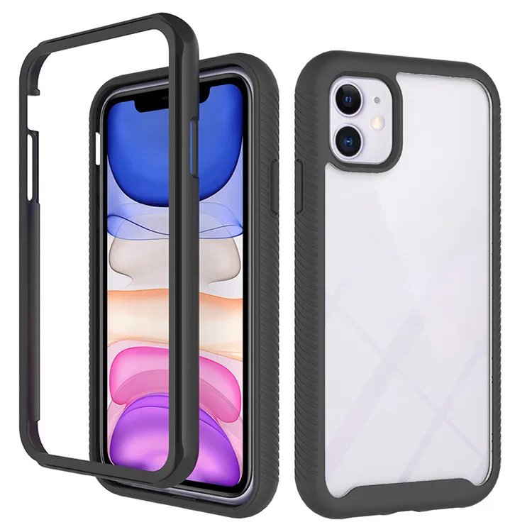 

For iPhone 11 6.1 inch Hybrid Rubber Case 2 in 1 Shockproof Clear Back Cover for iPhone
