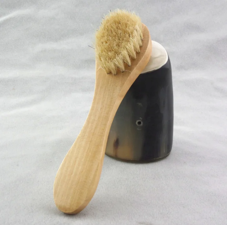 

100% Boar's Bristle Curved Natural Bristle Skin Exfoliation Wooden Bath Full Dry Body Brush, As pic