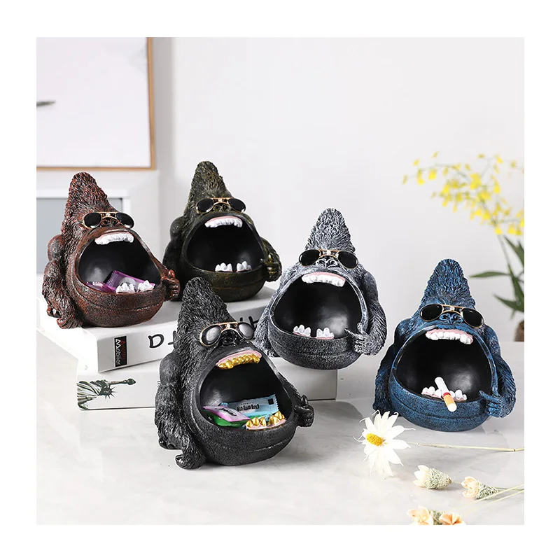 

Creative Gorilla modern resin ashtray home decoration gift for boyfriend Multifunctional, 5 colors