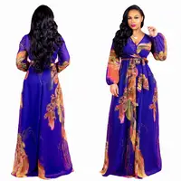 

Fashion Floral Print Long Sleeve Plus Size Women Chiffon Maxi Dress