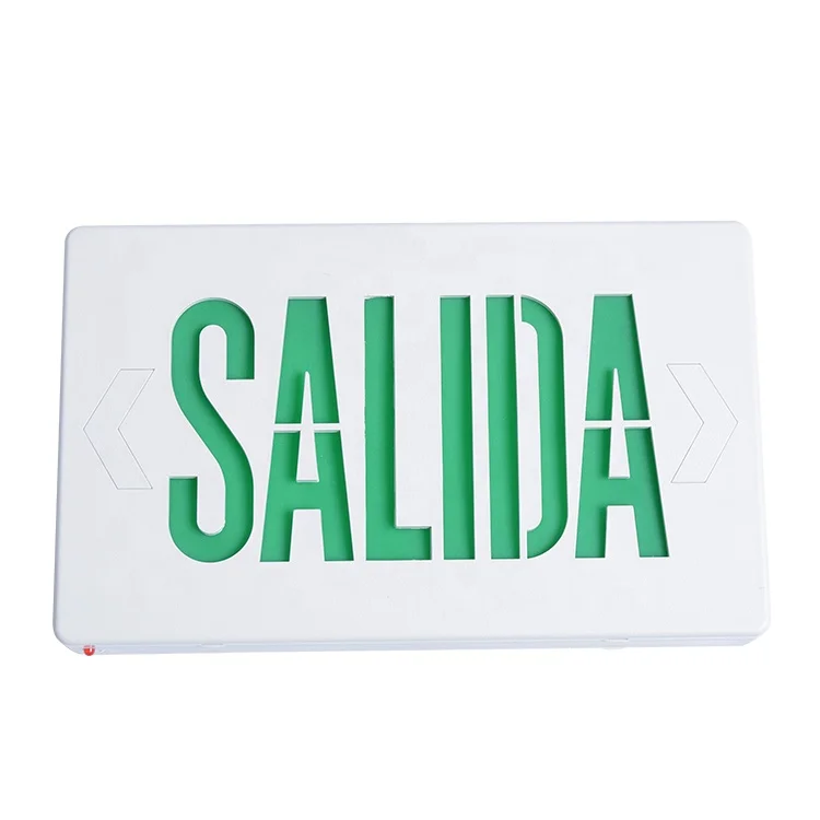 Salida Face Plate LED Exit Sign Green Red LED and White Housing SALIDA emergency exit sign light