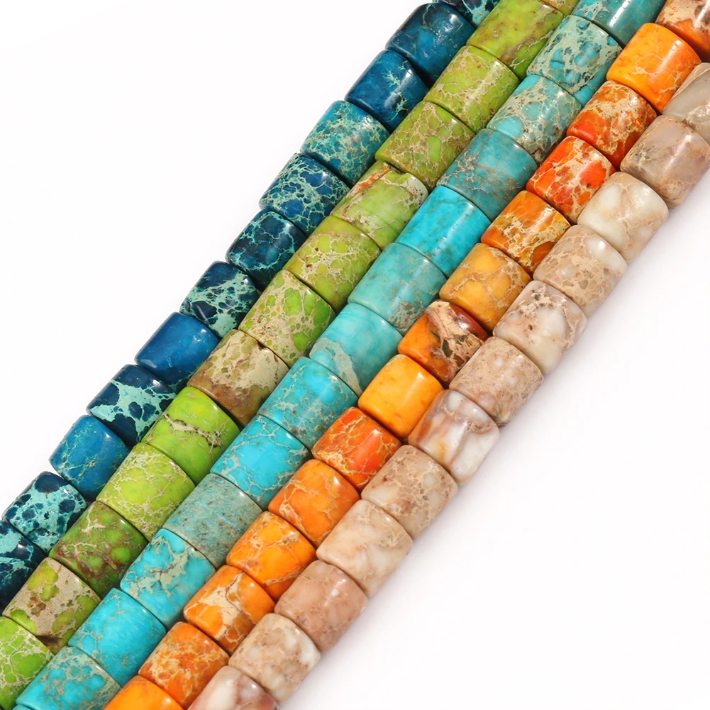 

Wholesale 4*4MM Cylinder Shape Natural Sea Sediment Imperial Jasper Stone Beads for Bracelet DIY