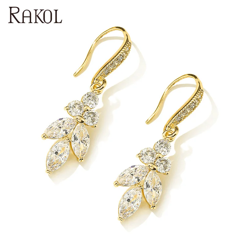 

RAKOL EP2631 Dangle earrings 925 silver gold stud hook earrings Crystal Earrings for Wedding Brides or Bridesmaid Jewellery, Picture shows