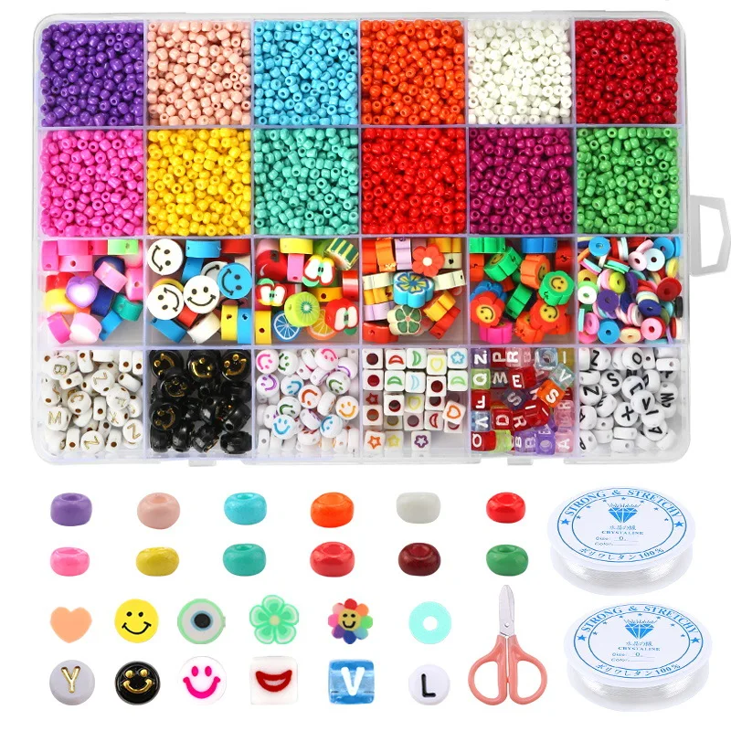 

Customization 28/24 Grids Glass Seed Beads Kits Seed Beads Set Clay Beads Sets DIY Jewelry