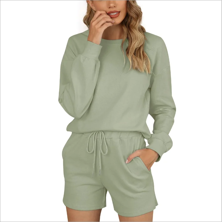 

2021 women fashion pajamas long sleeve knit oversize sport wear