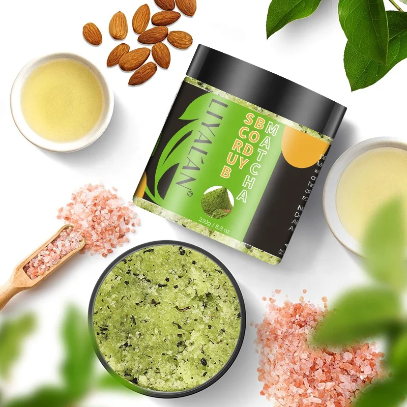 

Dropshipping Wholesales Face Whitening Exfoliator Natural Herb Matcha Green Tea Sugar Body Scrub, Customer's request