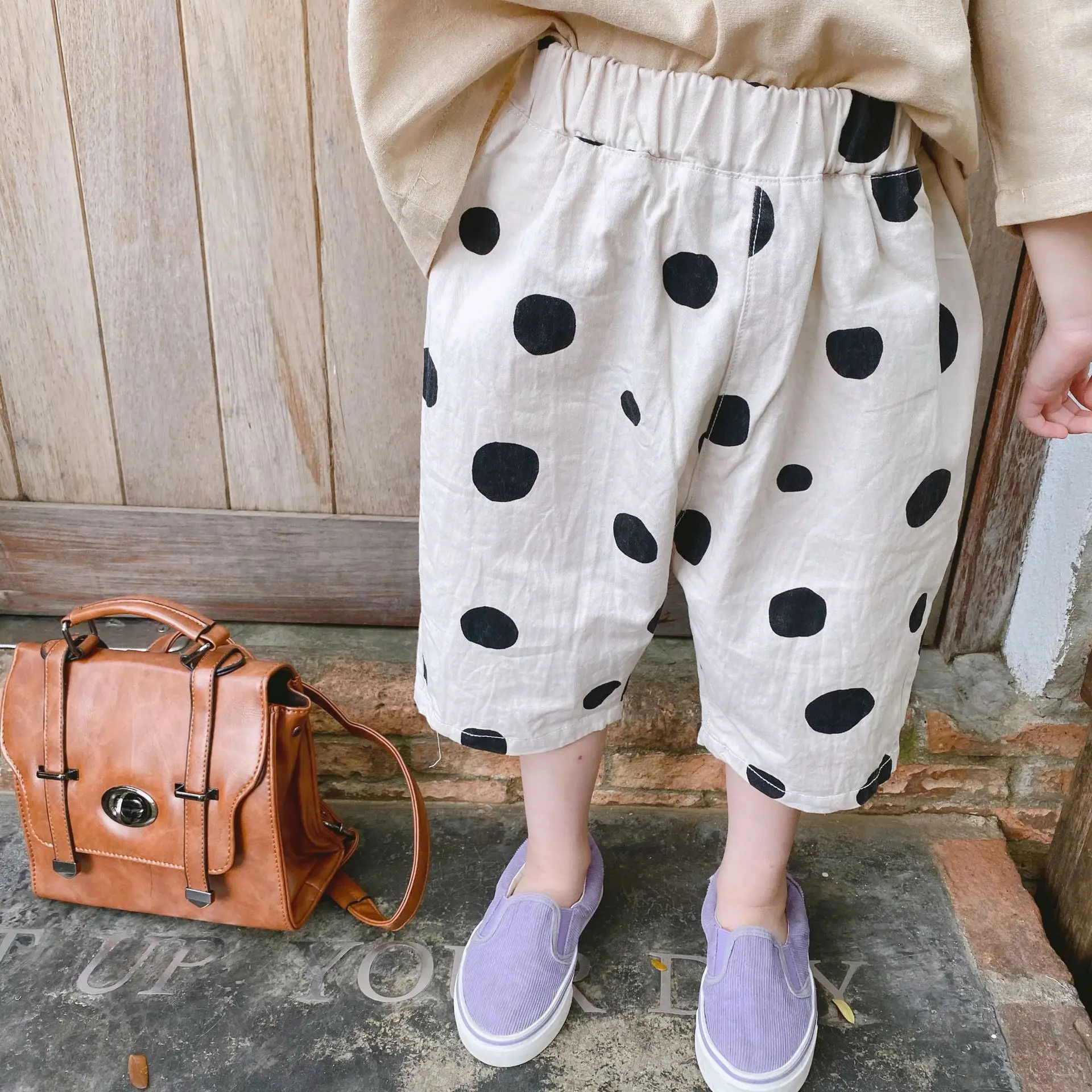 

children's mosquito pants summer pants Girls polka dot five-point pants