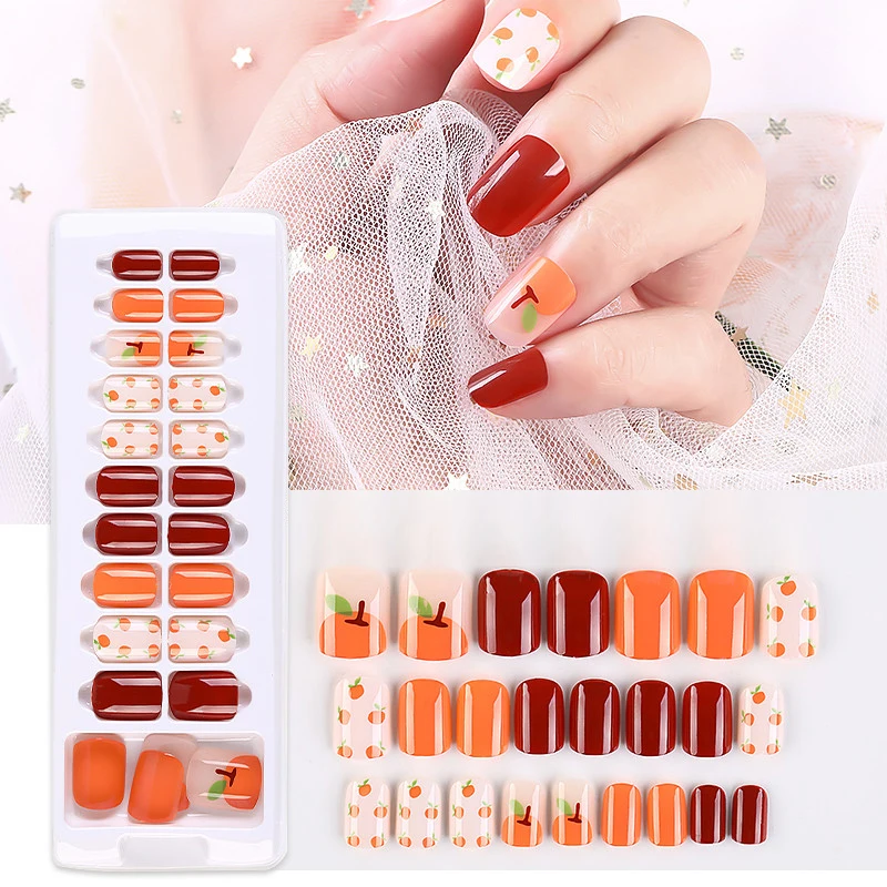 

wholesale Adiyat 24pcs various colors custom private label vendors short press on nails artificial nails for women