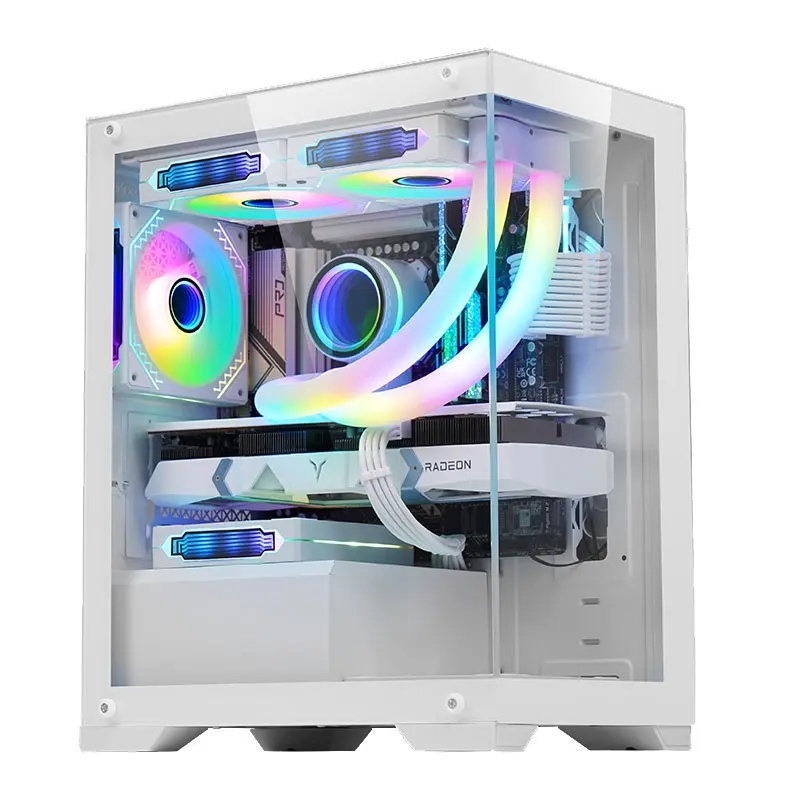 

ATX /M-ATX PC Gaming Case For Desktop CPU Server Cabinet Computer Case&Towers USB3.0 Transparent Glass Panal With ARGB LED Fans