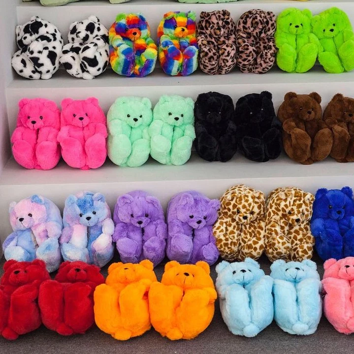 

Winter Warm House Furry Cartoon Slippers For Women Indoor Plush Slippers Bear Slippers For Women