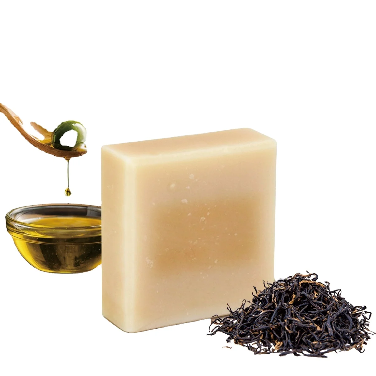 

Black Tea Olive Oil Face Body Skin Care Cold Process Soap, Multicolor