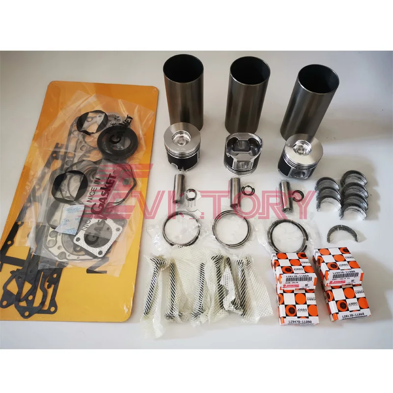 

For Yanmar S3D88E 3TNV88C 3TNV88 piston ring cylinder liner gasket bearing rebuild overhaul kit + water pump