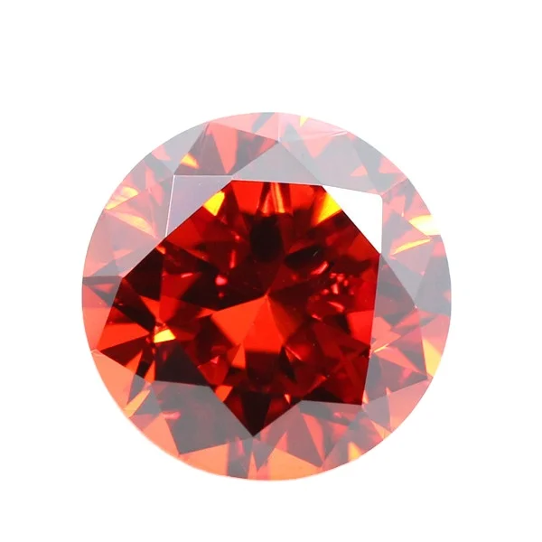 

Made in China round diamond cut charming orange red cz stone, Lasting long and attractive