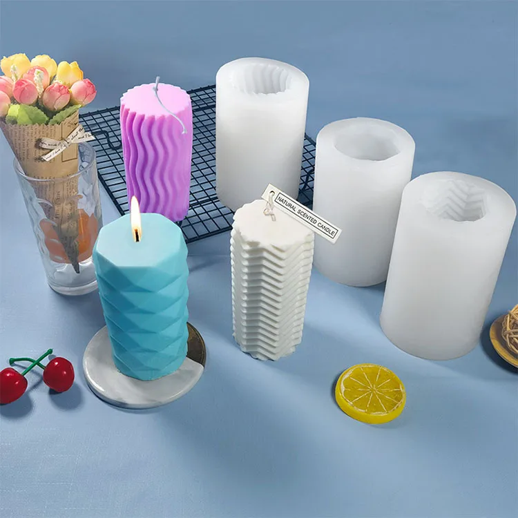 

Wholesale large luxury DIY geometric silicone candle mold for geometric column candle making, Custom color