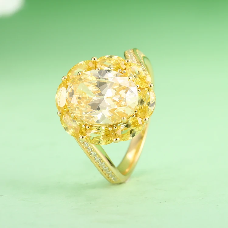 

High quality large stone wholesale fashion 14K Yellow Gold Ring For Women
