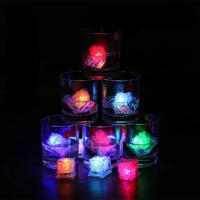 
Bar Pubs Decor Flashing Led Party Square Color Changing Water Activated Plastic LED Ice Cubes Light 