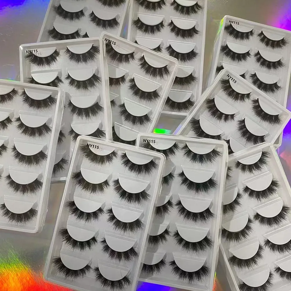 

wholesale Vendor Full Lashes Eyelash Supplies 20MM 25mm Friendly Real Lashes Vegan 3D Mink Strips Lash, Black