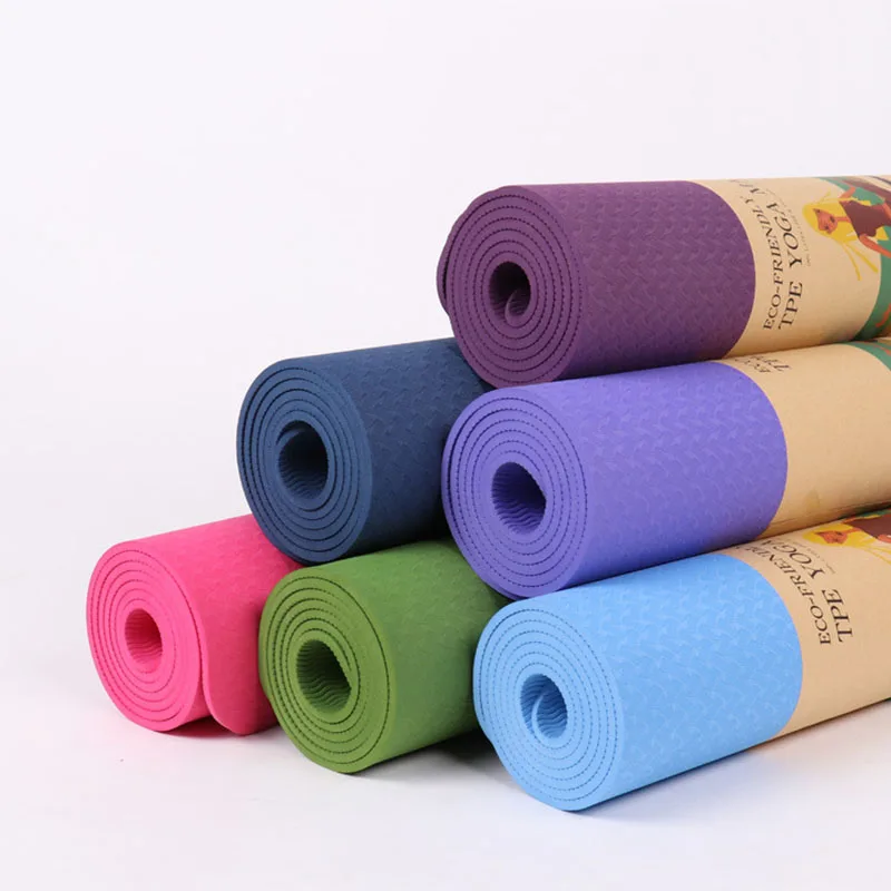 

Single Color Yoga Mat of Yoga Aerobic Exercise Cushion Upgrade TPE Mat Solid Color Knee Pad New Arrival Postural line Yoga Mat, 10 colors available