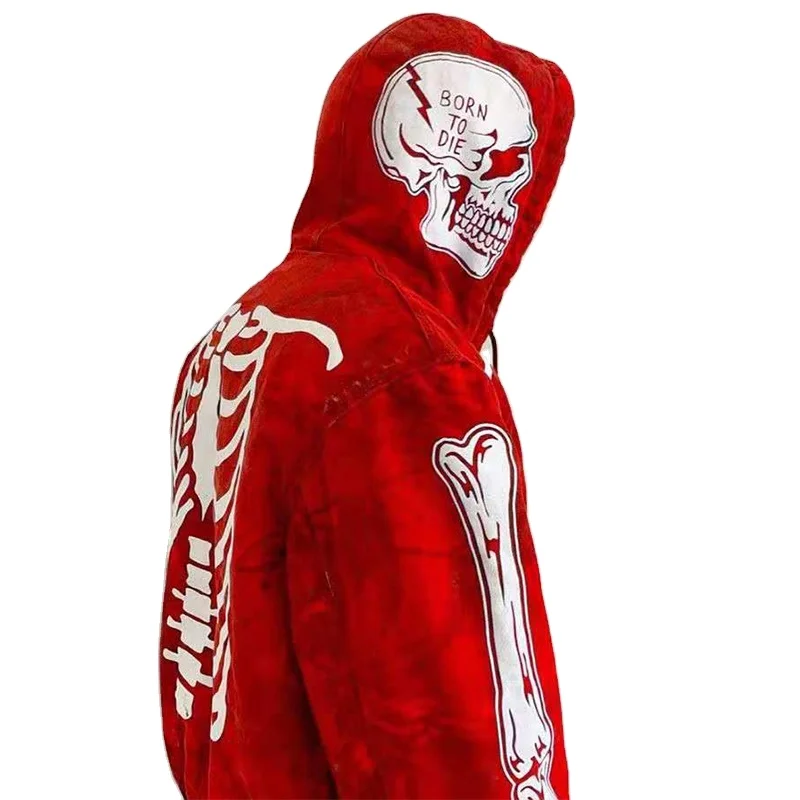 

NEW Men women Fashion High Street Cardigan Jacket Oversized Hoodie Skull Painting Street Sweatshirt Hip Hop Graffiti Top S-4XL, Red /black/blue/green/purple