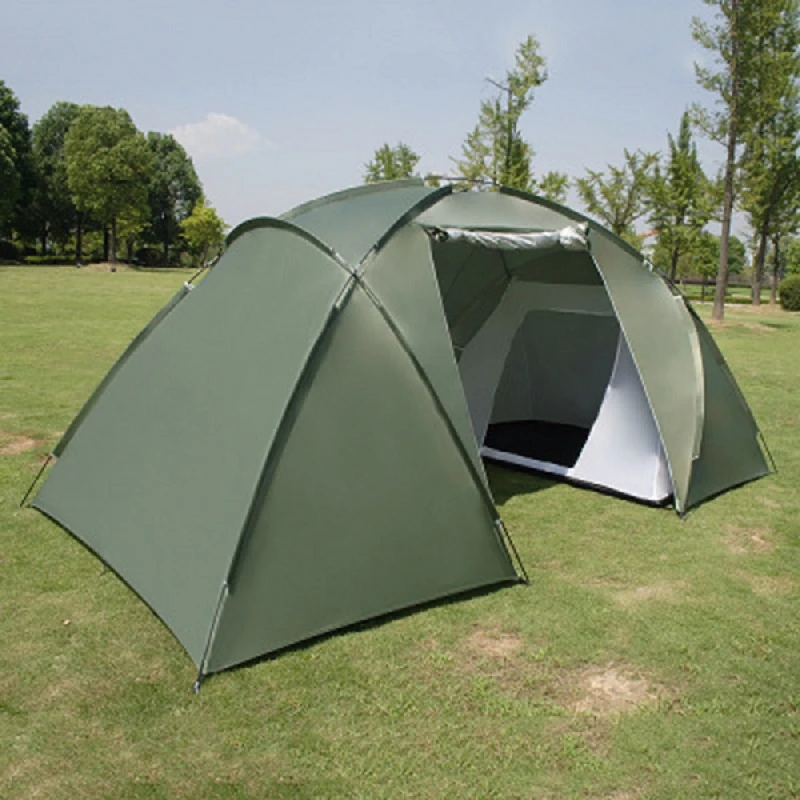 

Double Layer Waterproof Two Bedrooms Outdoor Camping Tent For 4-6 Person Hiking Fishing Hunting Familiy Party Tent 3 Colors, Orange+blue