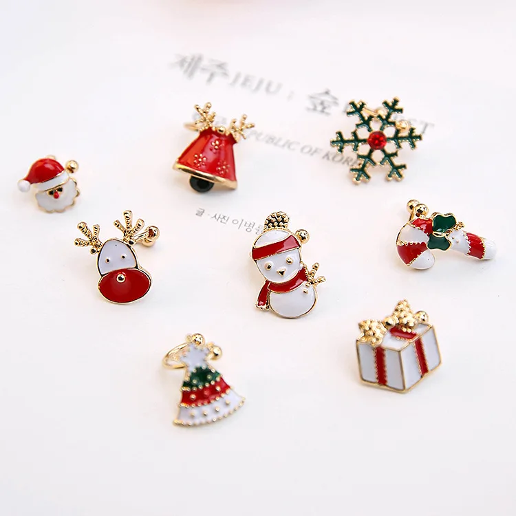 

New Christmas series ear clip cute single alloy ear buckle Santa Claus earrings