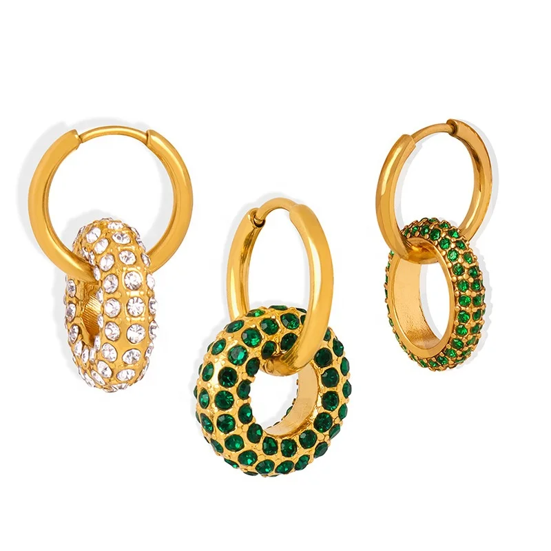 

Fashion Charm Jewelry Earrings 18K Gold Non Tarnish Hypoallergenic Chunky Huggie Double Hoop Earrings for Women