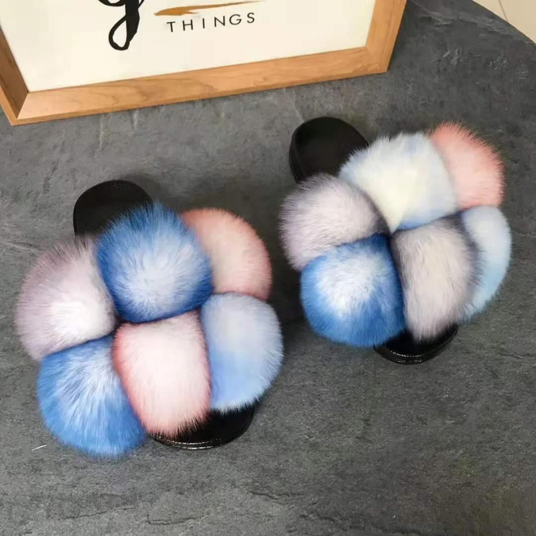 

Wholesale 2020 Factory Women Fashion Fur Slippers slide Winter warm high heel slipper, Customized color
