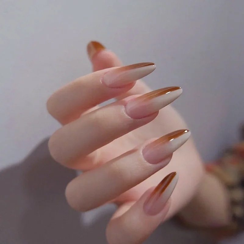 

Long halo nude nail enhancement, Picture shown