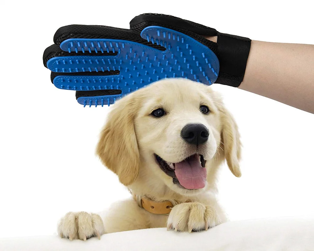 

Double-sided pet fur gloves five-finger brush silicone hair removal gloves cat and dog massage bath gloves, 4 colors