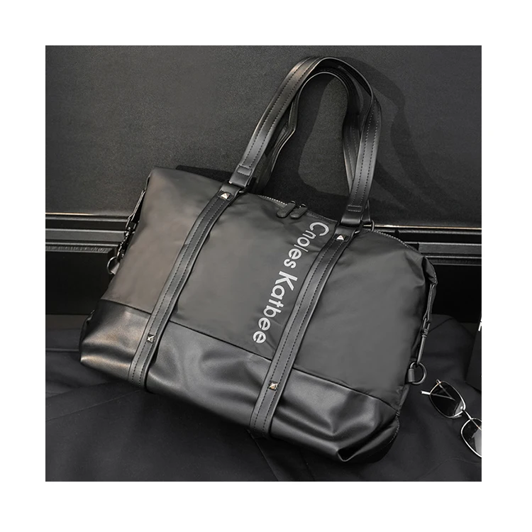 

DB043 Luxury letter custom oem weekender men sports overnight hand gym duffle bag shoulder garment travel luggage bags, Black