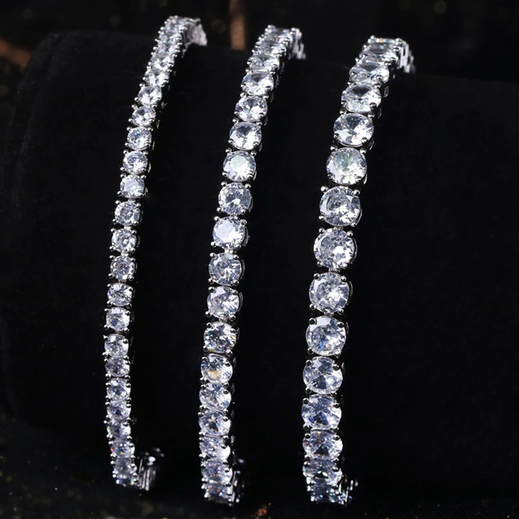 

RINNTIN SB61 S925 Silver Tennis Chain Bracelets Jewelry Women Men Custom 2mm 3mm 4mm Iced Out Crystal CZ Diamond Tennis Bracelet