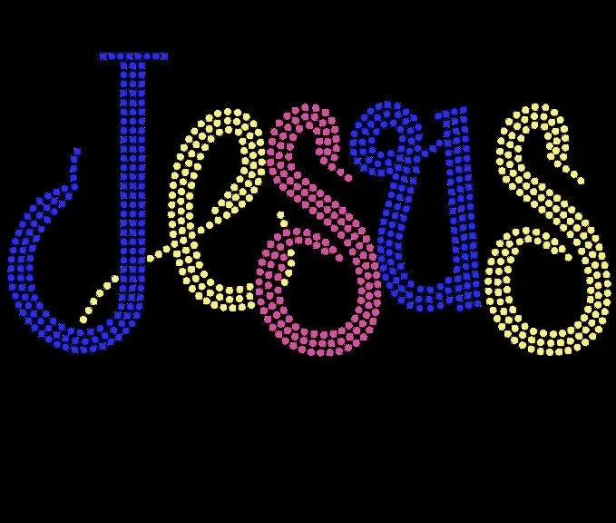 

Jesus Rhinestone Heat Transfer for T shirts, Can be customized