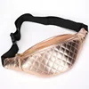 New laster quilted plaid diagonal cross chest bag shining waist bag for women
