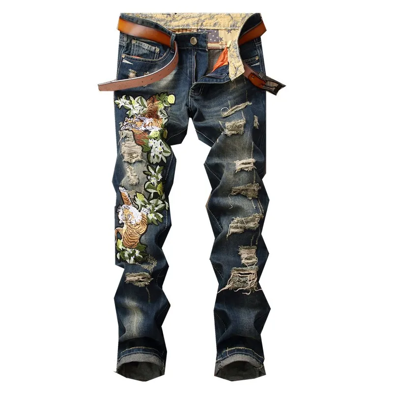 

Vaquero Men's Non-stretch Jeans Wholesale Brand Pants Trousers Modern Designer Embroidered Straight Leg Mens Stock Jeans, Picture color