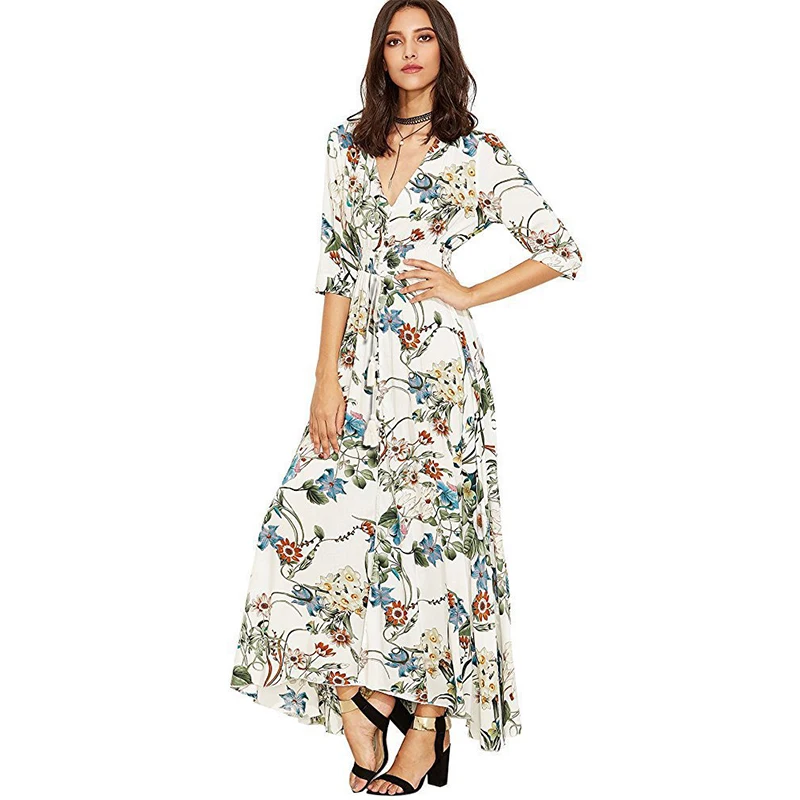 

Bohemian vintage dress vestidos largos boheme skirt waist pleater dresses