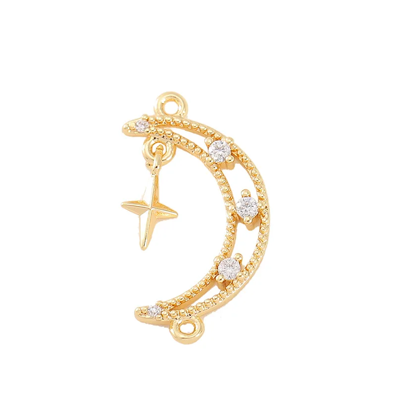 

Wholesale Double Hanging Moon Cross Small Pendant Diy Jewelry Pendant Women Earrings And Necklace Accessories, Golden