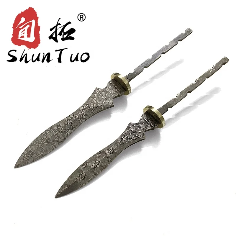 

Pu Ehr Needle Knife Pu'er Tea Knifes Top Quality Handmade Sweden Damascus VG-10 Steel Chinese Stainless Steel Carbon Steel 2 Pcs, Customized color