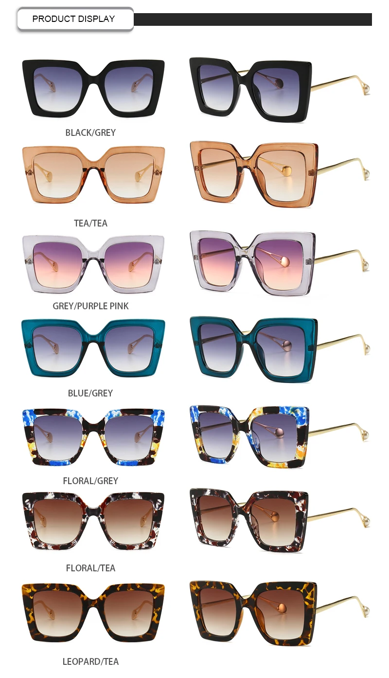 Case Oculos Trendy Photochromic Floral Glasses Pearl Oversize Sunglasses Women