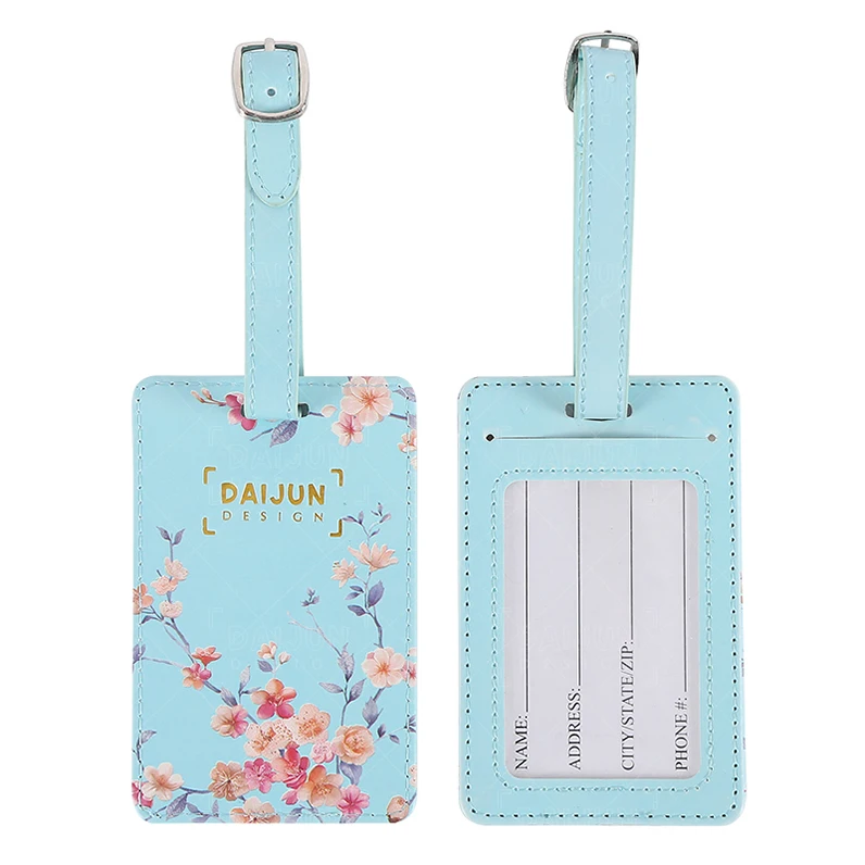 

Wholesale Blank Sublimation travel PU luggage tag custom, Blue