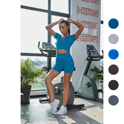 New Fashion comfortable Seamless Gym Wear Set 2 Piece Yoga Set short tights women Activewear Yoga Wear Set