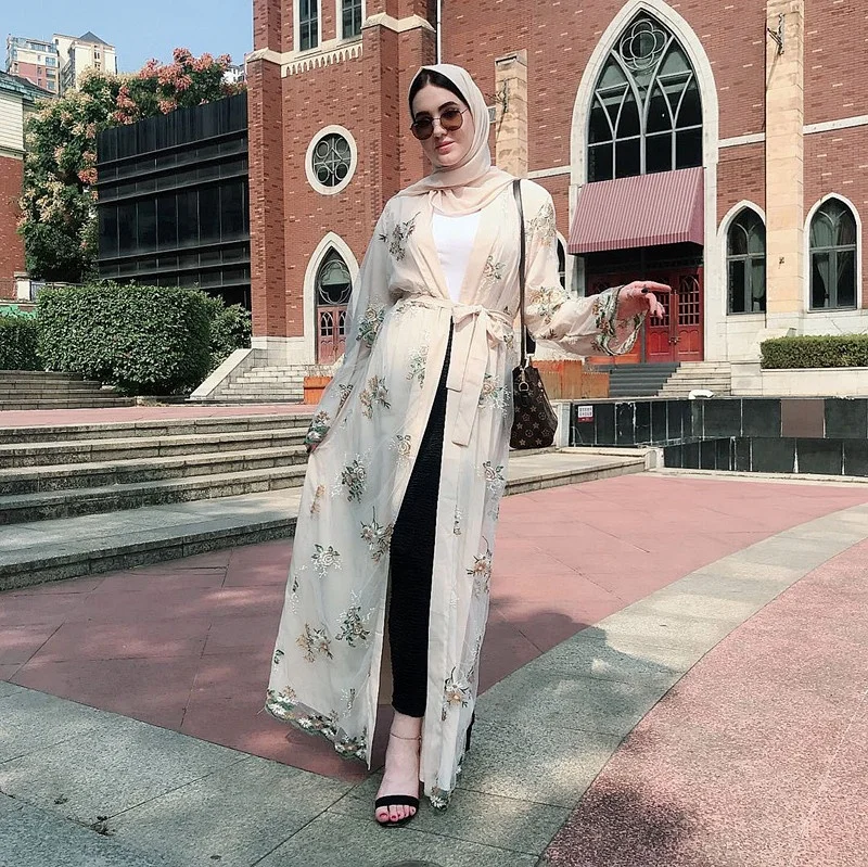 

2021 Newest Vintage Turkish Abayas For Women Ramadan Caftan Islamic Clothing Floral Kimono Muslim Dress Open Cardigan Abaya, 1 color